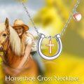 wholesale 925 Sterling Silver Cross in Horse Shoe Heart Charm Necklace for Women-0-3