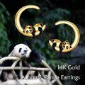 wholesale 14K Gold Panda Moon Stud Earrings - Cute Animal Design  for Her-0-1