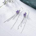 wholesale 925 Sterling Silver Cubic Zirconia Drop Earrings w/Flower & Butterfly Charm-0-3