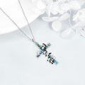 wholesale 925 Sterling Silver Opal Panda Cross Pendant Necklace with Chain-0-4