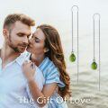 wholesale 925 Sterling Silver Green Stone Teardrop Chain Drop Earrings for Women-0-2