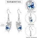 wholesale 925 Sterling Silver Blue Crystal Butterfly Drop Earrings-0-1