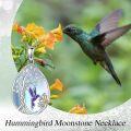 wholesale S925 Sterling Silver Moonstone Tree of Life Hummingbird Pendant Necklace Jewelry for Women Girls-0-5