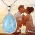 wholesale 925 Sterling Silver Teardrop Pendant Necklace with Opal Stone for Women s-0-13