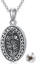 wholesale  Sterling Silver 12 Month Birth Flower Photo Locket Necklace Jewelry Gift -0-55