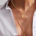 wholesale Gold 925 Sterling Silver Cross Pendant Necklace with Curb Chain for Men & Women - 24 Length-0-4