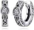 wholesale 925 Sterling Silver Norse Valknut Huggie Hoop Earrings for Men Women Viking s-0-0