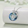 wholesale 925 Sterling Silver Blue Swarovski Crystal Chameleon Pendant Necklace for Women-0-3
