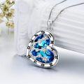 wholesale 925 Sterling Silver Blue Crystal Heart Zodiac Constellation Pendant Necklace-0-3