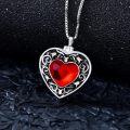 wholesale TOUPOP Rose Flower Urn Necklace For Ashes Heart Crystal Cremation Jewelry For Ashes Flower Memorial Necklace For Girls Women Human Ashes Sterling Silver Urn Necklace For Ashes (red) -0-1