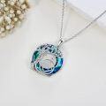 wholesale 925 Sterling Silver Tree of Life Necklace with Blue Crystal and AA/NAA Symbol Pendant for Women-0-3