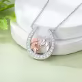 TOUPOP Sterling Silver Horseshoe Necklace with Stone Cowgirl Pendant-0-2