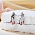wholesale 925 Sterling Silver Red Crystal Skull Hand Gothic Stud Earrings 6mm x 8mm-0-2