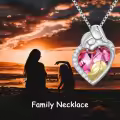 TOUPOP Sterling Silver Crystal Heart Family Necklace For Women-0-2