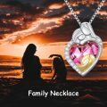 TOUPOP Sterling Silver Crystal Heart Family Necklace For Women-0-2
