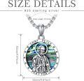 wholesale 925 Sterling Silver & Abalone Shell St. Peter Medal Necklace – 22mm Round Religious Pendant with Adjustable 20  Chain for Women-0-5