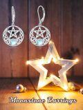 wholesale 925 Sterling Silver Celtic Pentagram & Moonstone Leverback Filigree Trinity Drop Earrings-0-5