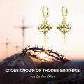 wholesale Gold 925 Sterling Silver Crown of Thorns Cross Hoop Earrings for Men-0-2