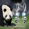 wholesale 925 Sterling Silver Heart-Shaped Moonstone Panda Drop Earrings-0-2