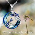 wholesale 925 Sterling Silver Blue Crystal Dragonfly Pendant Necklace with I Love You Inscription - Gifts for Her-0-1