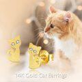 wholesale 14K Gold Cat Stud Earrings with Cubic Zirconia for Women-0-2