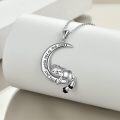 wholesale 925 Sterling Silver Moon and Red Panda Charm Pendant Necklace for Women-0-1