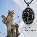 wholesale Sterling Silver Protection Necklace with St Anthony Francis Joseph Peregrine Raphael Sebastian Medal Christian Gifts-0-16
