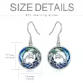 TOUPOP Sterling Silver Blue Crystal Dolphin Palm Tree Ocean Wave Earrings-0-3