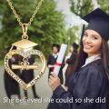 wholesale 925 Sterling Silver Crystal Heart Graduation Cap Pendant Necklace for Women and Girls-0-5