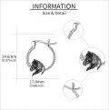 wholesale 925 Sterling Silver Black Enamel Horse Head Hoop Earrings for Women Girls Mothers Day Gift 43mm Diameter-0-4