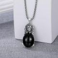 wholesale 925 Sterling Silver Genuine Black Onyx Lion Head Pendant Necklace for Men-0-1