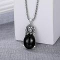 wholesale 925 Sterling Silver Lion Head Black Onyx Pendant Necklace For Men-0-1