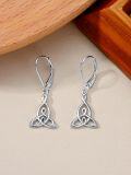 wholesale 925 Sterling Silver Celtic Knot Drop Earrings with Leverback Hooks for Women-0-3