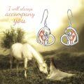 wholesale 925 Sterling Silver Heart-Shaped Unicorn and Girl Charm Dangle Earrings - Gifts for Her-0-5