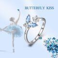wholesale 925 Sterling Silver Crystal Adjustable Eternal Love Ring, Butterfly Necklace Set, Elegant Gift for Women-0-4