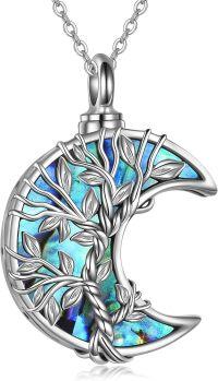 wholesale 925 Sterling Silver Abalone Shell and Opal Tree of Life Cremation Keepsake Pendant Necklace-unique crescent tree urn