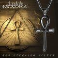 wholesale  Black Plated Ankh Cross Pendant Necklaces for Men - 24+2 Extender Chain Egyptian s-0-5