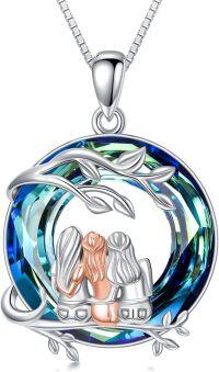 wholesale Sterling Silver Crystal Sister Necklace Female Friendship Jewelry Birthday Christmas Gift-3 Sister