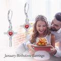 wholesale 925 Sterling Silver Birthstone Cross Dangle Earrings for Women-0-4