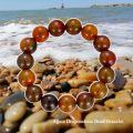 TOUPOP Stainless Steel Tiger Eye Obsidian Agate Tibetan Beads Stretch Bracelet-0-4