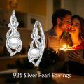 wholesale 925 Sterling Silver Black Pearl & Cubic Zirconia Celtic Dangle Hoop Earrings for Women - Irish  Ideas-0-8