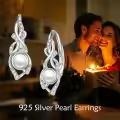 wholesale 925 Sterling Silver Black Pearl & Cubic Zirconia Celtic Dangle Hoop Earrings Wholesale for Women - Irish  Ideas-0-8
