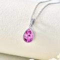 wholesale Sterling Silver Natural Gemstone Diamond Necklace 1 Ct Pear Teardrop Pendant 18+2 Inch Women s Birthday Mother s Day Gift-0-16