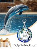 TOUPOP Sterling Silver Blue Crystal Dolphin Pendant Necklace-0-3