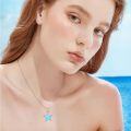 wholesale 925 Sterling Silver Turquoise Starfish Pendant Necklace Sea Life Jewelry-0-4