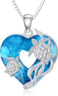 wholesale 925 Sterling Silver Heart-Shaped Turtle Pendant Necklaces for Women's s-19