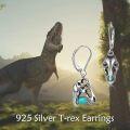wholesale 925 Sterling Silver Turquoise Stone Dinosaur Shape Drop Earrings-0-5