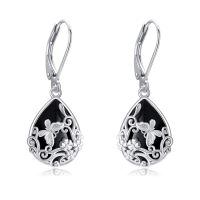 wholesale 925 Sterling Silver Butterfly & Flower Design Teardrop Black Onyx Leverback Earrings for Women Gifts-Butterfly