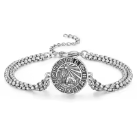 wholesale 925 Sterling Silver Leo Lion Constellation Zodiac Charm Bracelet Wholesale for Men-Leo