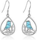 wholesale 925 Sterling Silver Teardrop Turquoise Bird Drop Earrings for Women-0-0